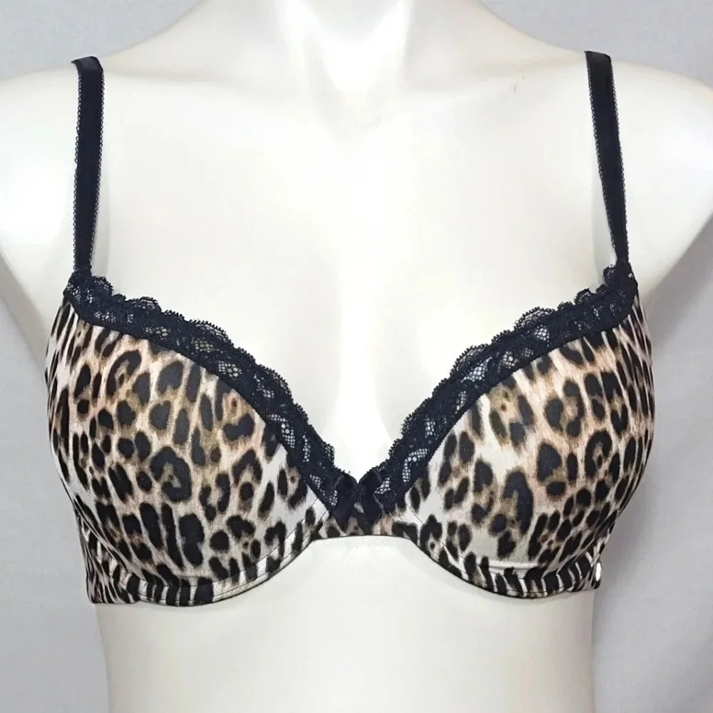 Scandale by Halle Berry Paris Push Up Underwire Bra 34C Animal Print New with Ta